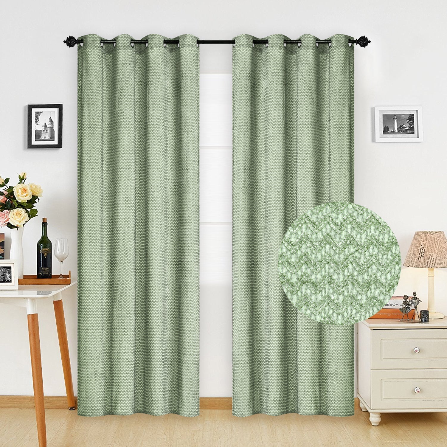 Imagen de cortina Cortina Visillo Translucido para Salón y Dormitorio, Estilo Moderno 140x260 cm 1 pieza en color Gris de Meishida